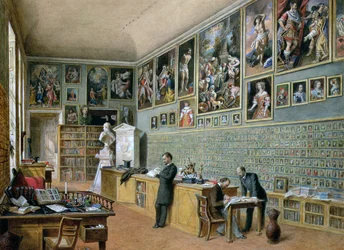 The Library, in use as an office of the Ambraser Gallery in the Lower Belvedere, 1879